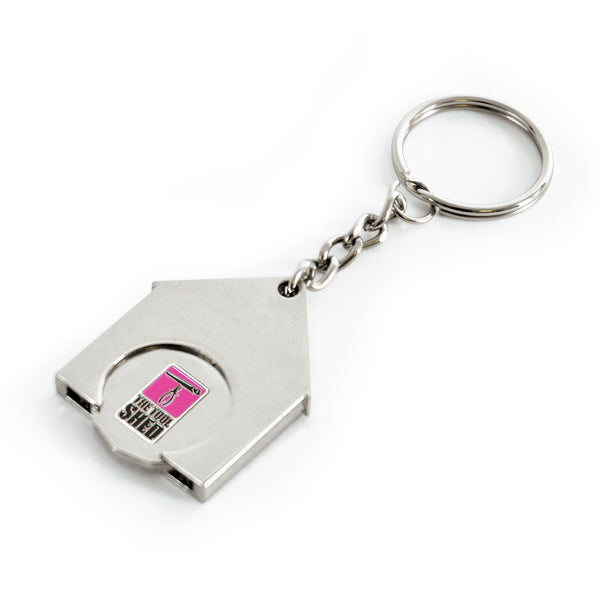 Branded House Shape Trolley Coin Keyring