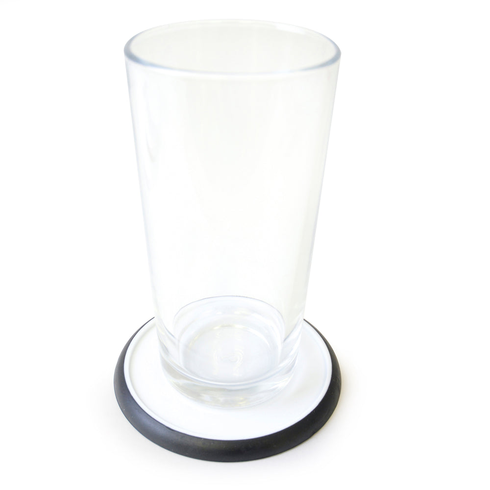 Branded Disk Coaster Round White plastic coaster with trim
