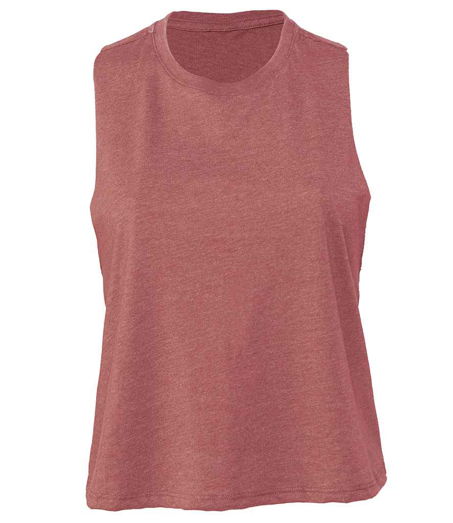 Bella Ladies Racer Back Cropped Tank Top Heather Mauve