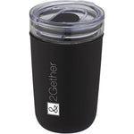 Branded Bello 420 ml glass tumbler with recycled plastic outer wall