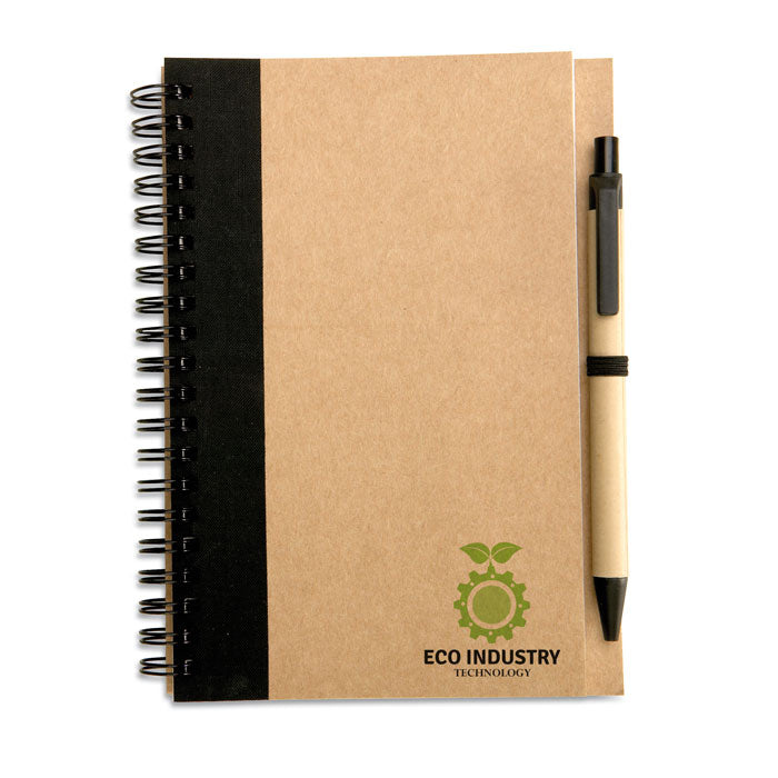 Branded B6 recycled notebook with pen