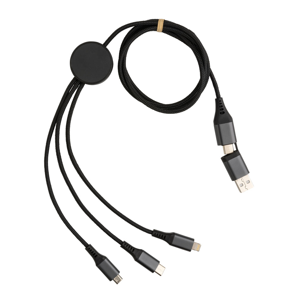 Branded Terra RCS recycled aluminium 120cm 6-in-1 cable