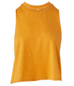 Bella Ladies Racer Back Cropped Tank Top Heather Mustard