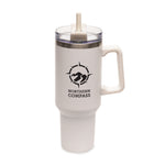 Everest WHITE Stainless Steel Mug with Straw and Handle - 1182ml