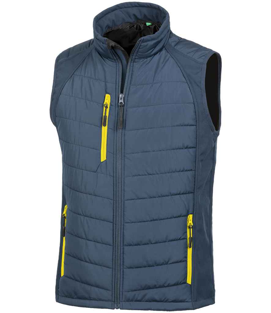 Result Genuine Recycled Compass Padded Gilet Navy/Yellow