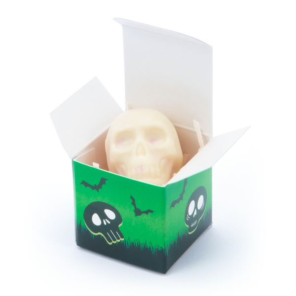 Halloween, Eco Mini Cube Box, White Chocolate Skulls, x1 Bespoke