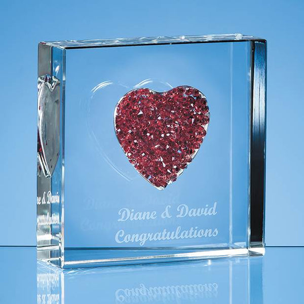 Branded 7.5cm Red Diamante Heart Paperweight