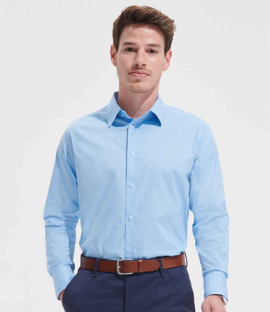 SOL'S Brighton Long Sleeve Fitted Shirt Bright Sky