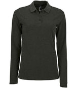 SOL'S Ladies Perfect Long Sleeve Piqué Polo Shirt Charcoal Marl
