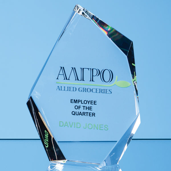 Branded 22.5cm Optical Crystal Facetted Ice Peak Award