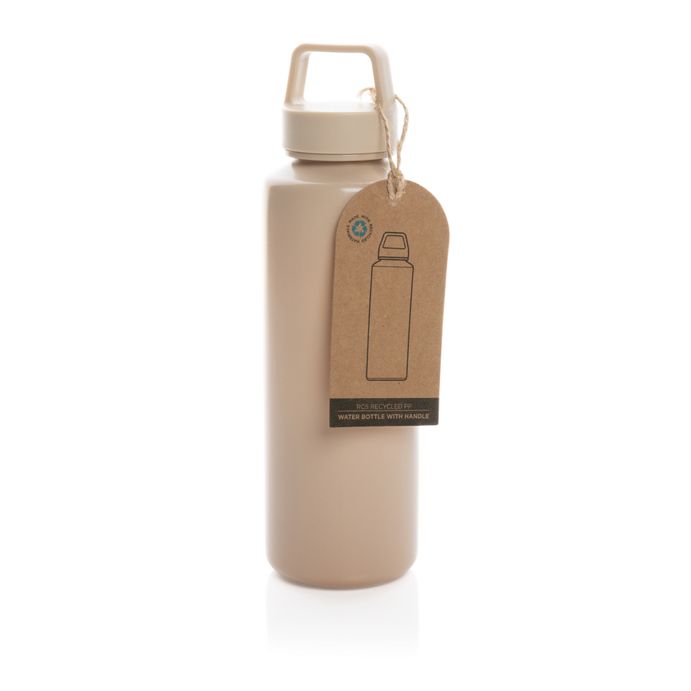Branded RCS certified recycled PP water bottle with handle