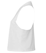 Bella Ladies Racer Back Cropped Tank Top White