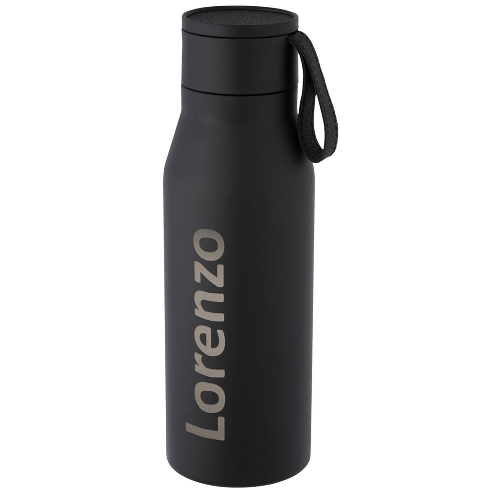 Ljungan 500 ml copper vacuum insulated stainless steel bottle with PU leather strap and lid