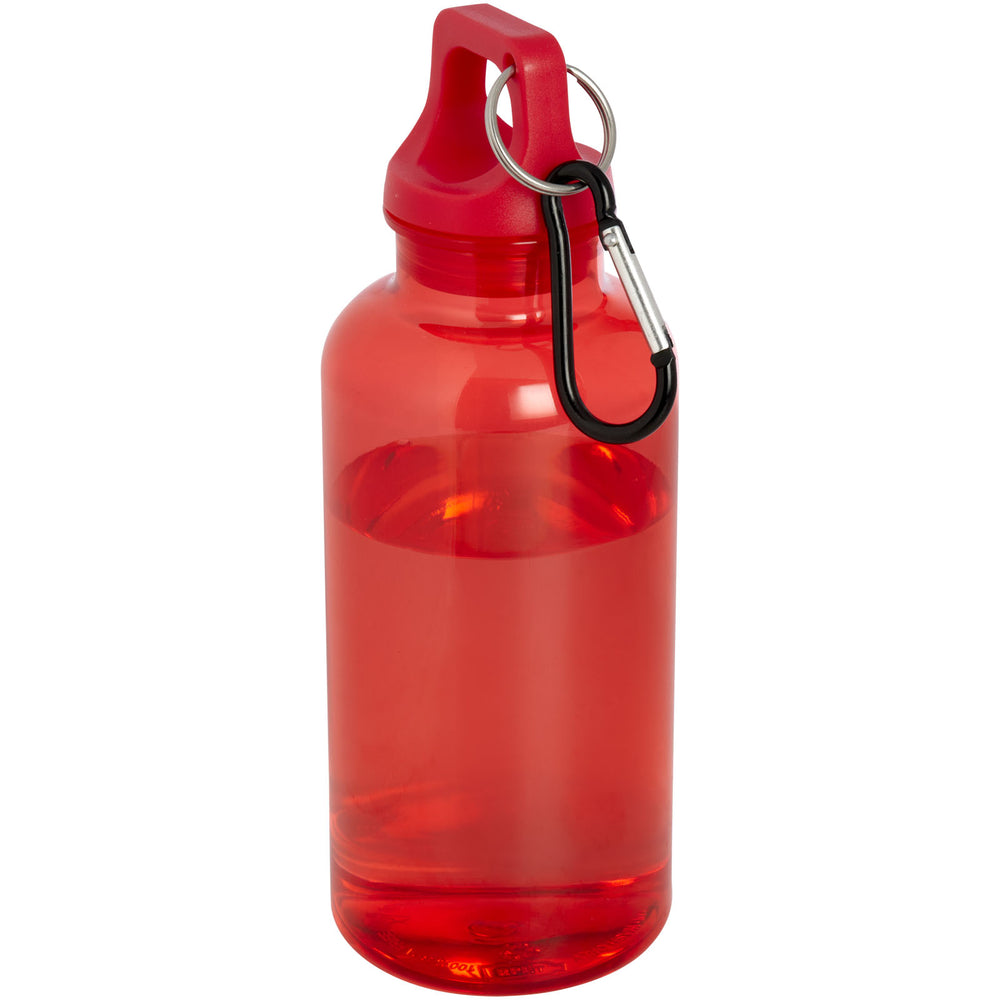 Branded Oregon 400 ml RCS certified recycled plastic water bottle with carabiner