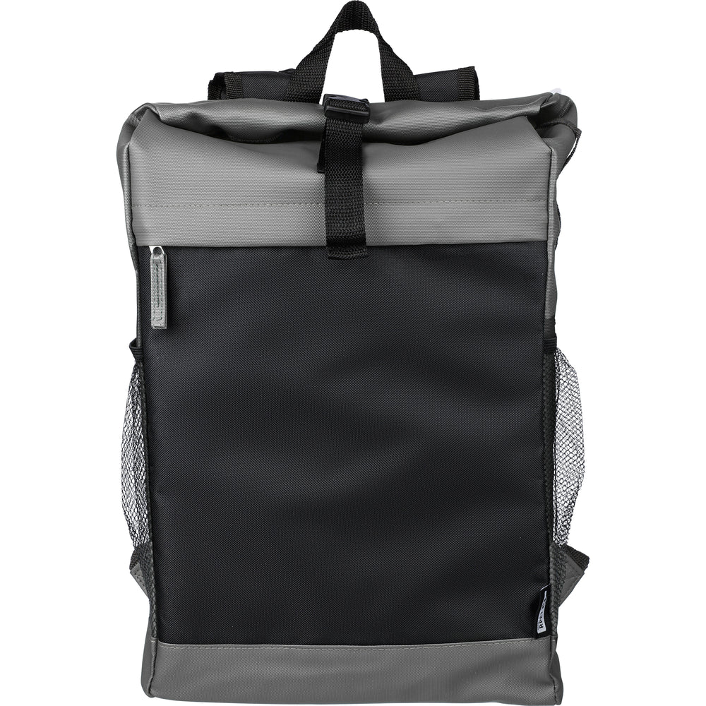The Yani - RPET polyester roll-top backpack.
