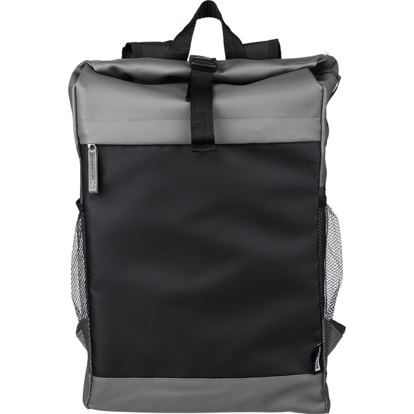 The Yani - RPET polyester roll-top backpack.