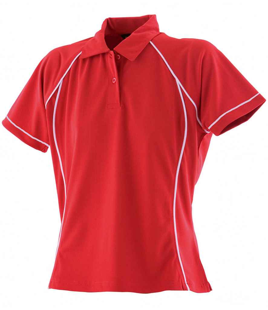 Finden + Hales Ladies Performance Piped Polo Shirt Red/White