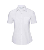 Russell Collection Ladies Short Sleeve Easy Care Poplin Shirt White