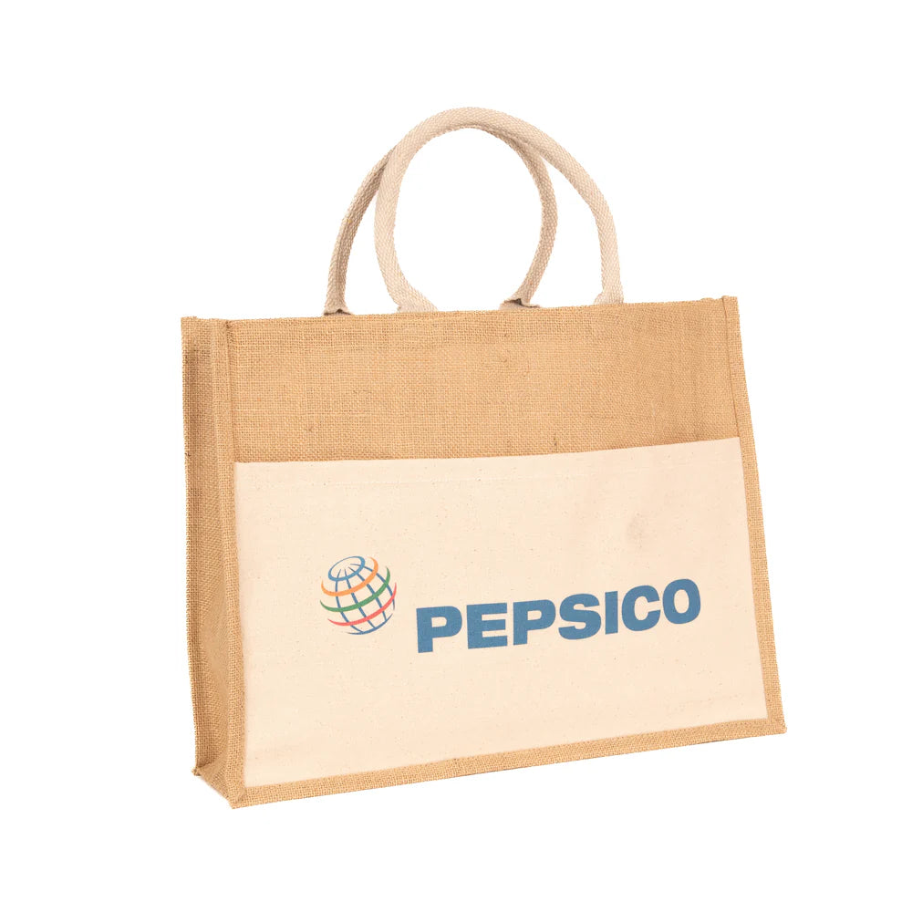 Branded Bromley Pocket Jute Bag