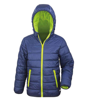 Result Core Kids Padded Jacket Navy/Lime Green