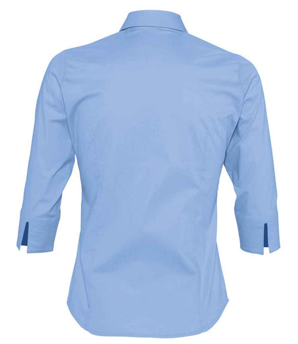 SOL'S Ladies Effect 3/4 Sleeve Fitted Shirt Bright Sky