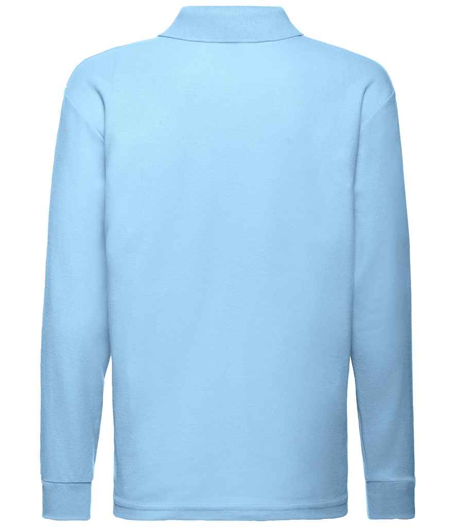 Fruit of the Loom Kids Long Sleeve Poly/Cotton Piqué Polo Shirt Sky Blue