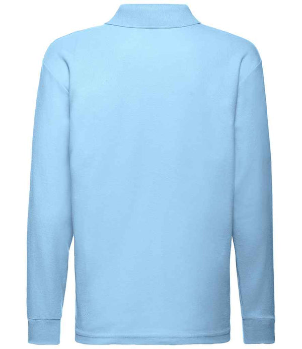 Fruit of the Loom Kids Long Sleeve Poly/Cotton Piqué Polo Shirt Sky Blue