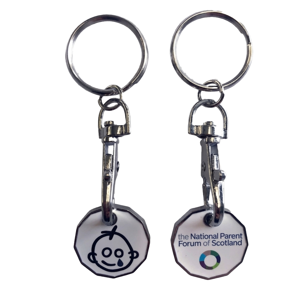 Printed Trolley Coin Keyring - GBP Pound