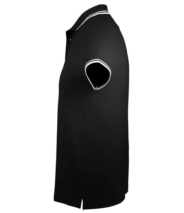 SOL'S Pasadena Tipped Cotton Piqué Polo Shirt Black/White