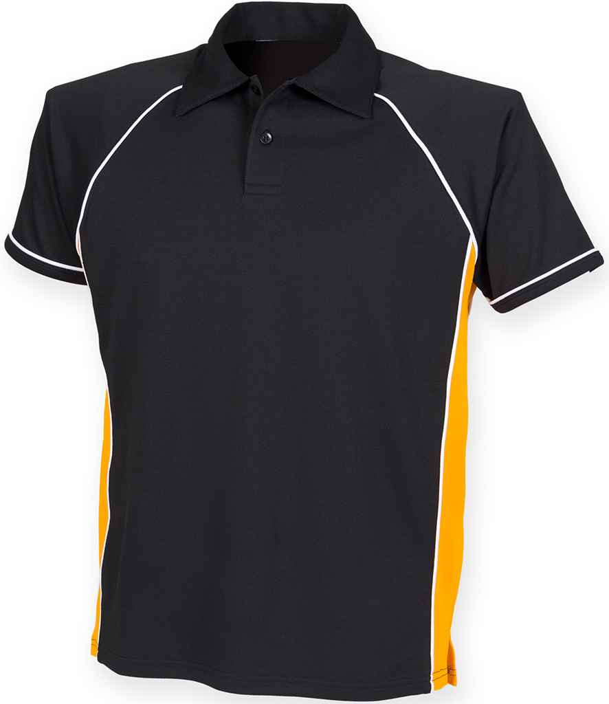 Finden + Hales Kids Performance Piped Polo Shirt Black/Amber/White