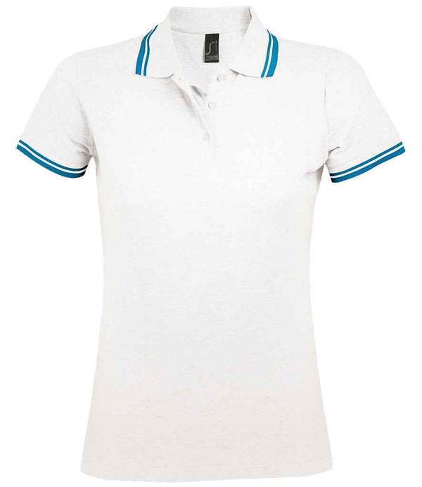Branded SOL'S Ladies Pasadena Tipped Cotton Piqué Polo Shirt