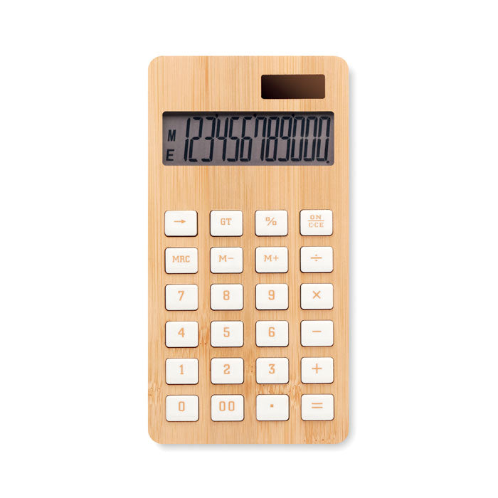 Branded 12 digit bamboo calculator