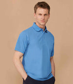 Henbury Heavy Poly/Cotton Piqué Polo Shirt Mid Blue