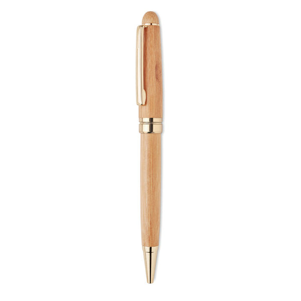 Branded Bamboo twist ball pen in box