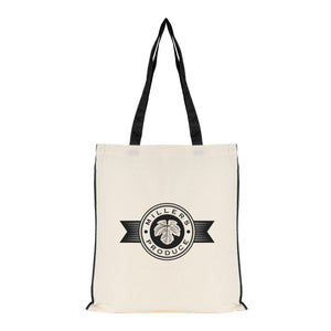 5oz NATURAL cotton shopper bag with piping trim + handles