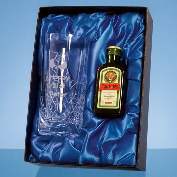Branded High Ball Gift Set with a 5cl Miniature Bottle of Jagermeister