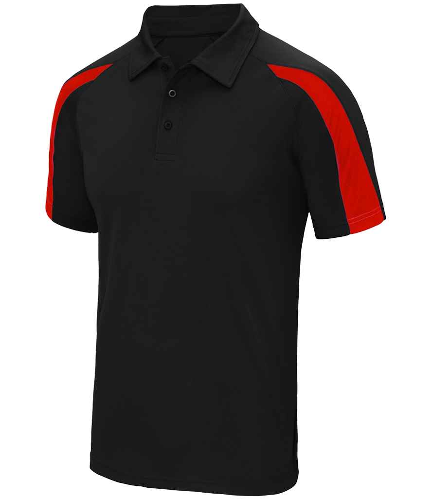 AWDis Cool Contrast Polo Shirt Jet Black/Fire Red