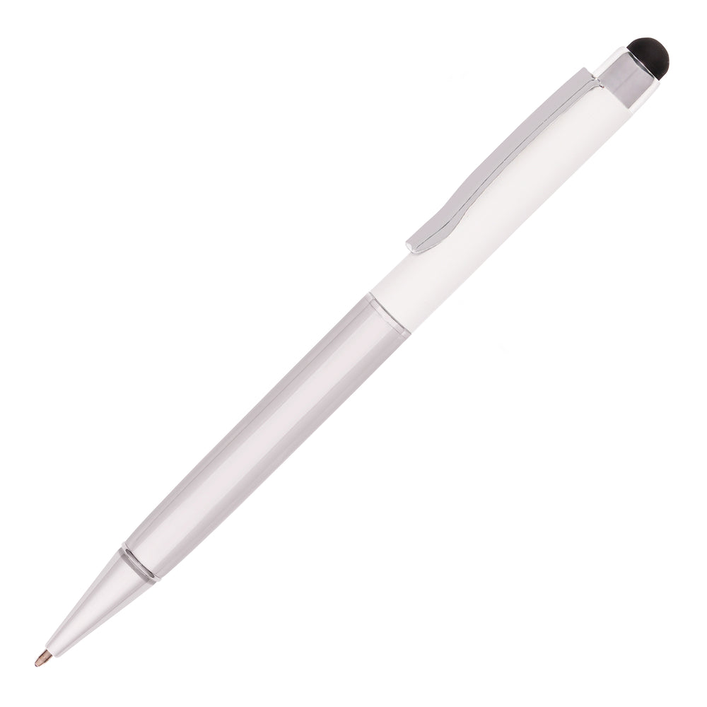 HARRIS Silver Metal Pen. WHITE Upper Barrel. Chrome Undercoat.