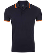 SOL'S Pasadena Tipped Cotton Piqué Polo Shirt French Navy/Neon Orange