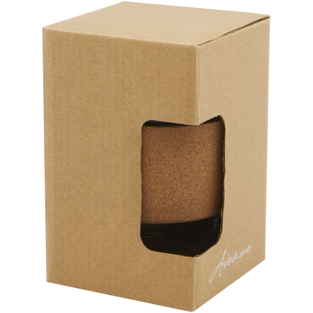 Lidan 360 ml borosilicate glass tumbler with cork grip and silicone lid