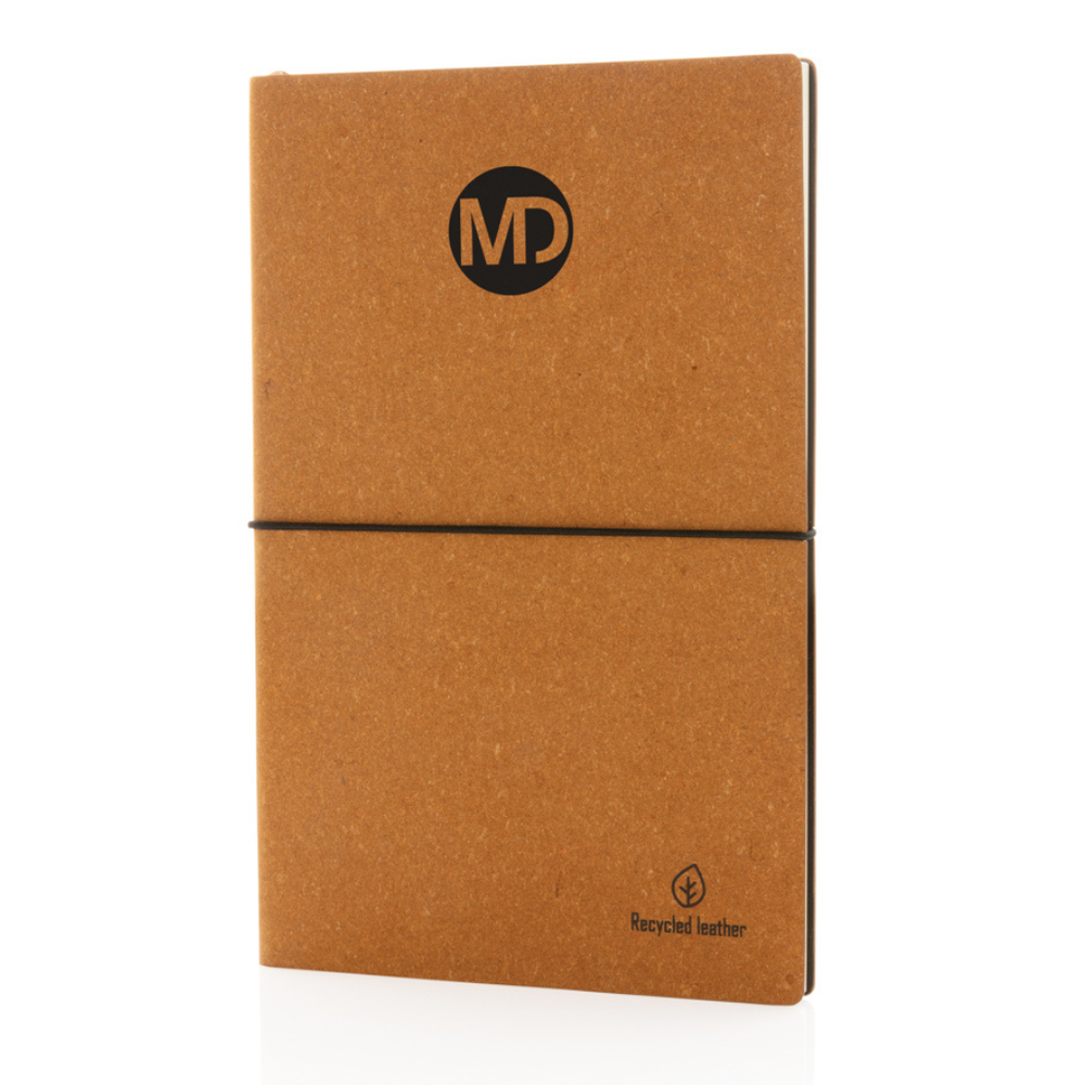 Branded A5 recycled leather notebook