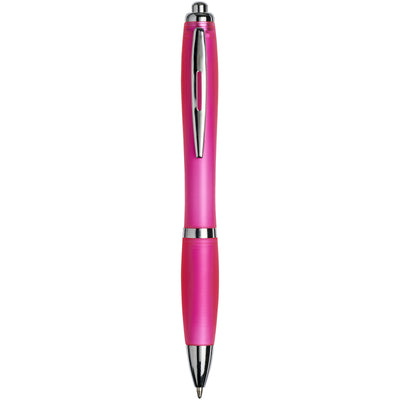 Curvy ballpoint pen with frosted barrel and grip