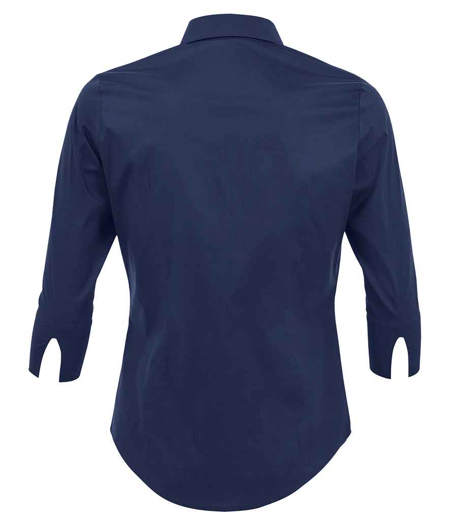 SOL'S Ladies Effect 3/4 Sleeve Fitted Shirt Dark Blue