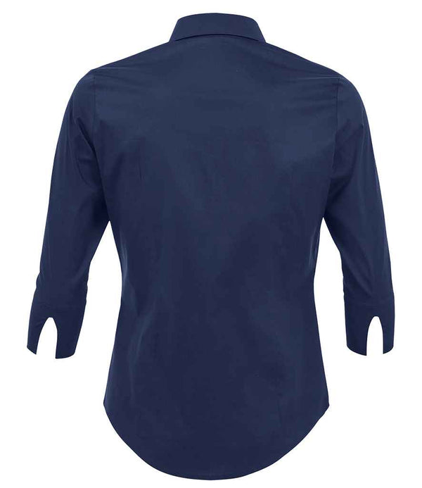 SOL'S Ladies Effect 3/4 Sleeve Fitted Shirt Dark Blue