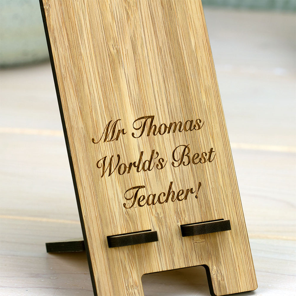 Straight Sided Bamboo Phone Stand