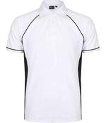 Finden + Hales Performance Piped Polo Shirt White/Black/Black