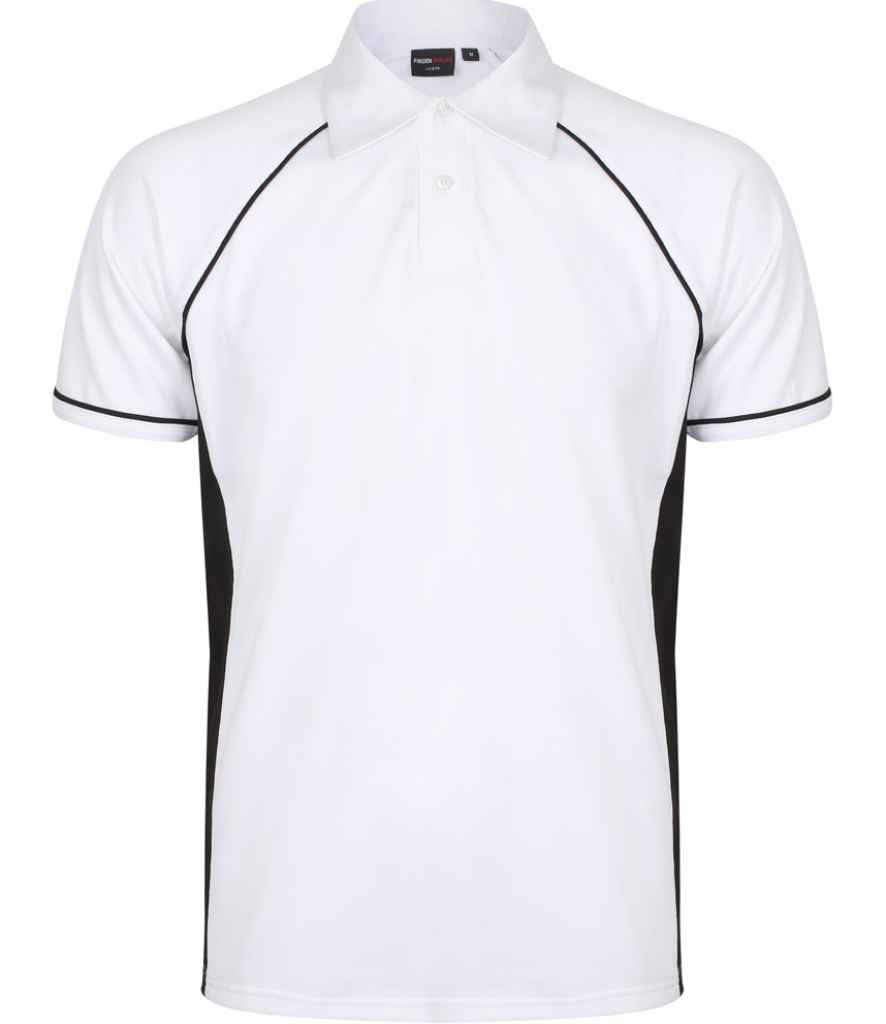Finden + Hales Performance Piped Polo Shirt White/Black/Black