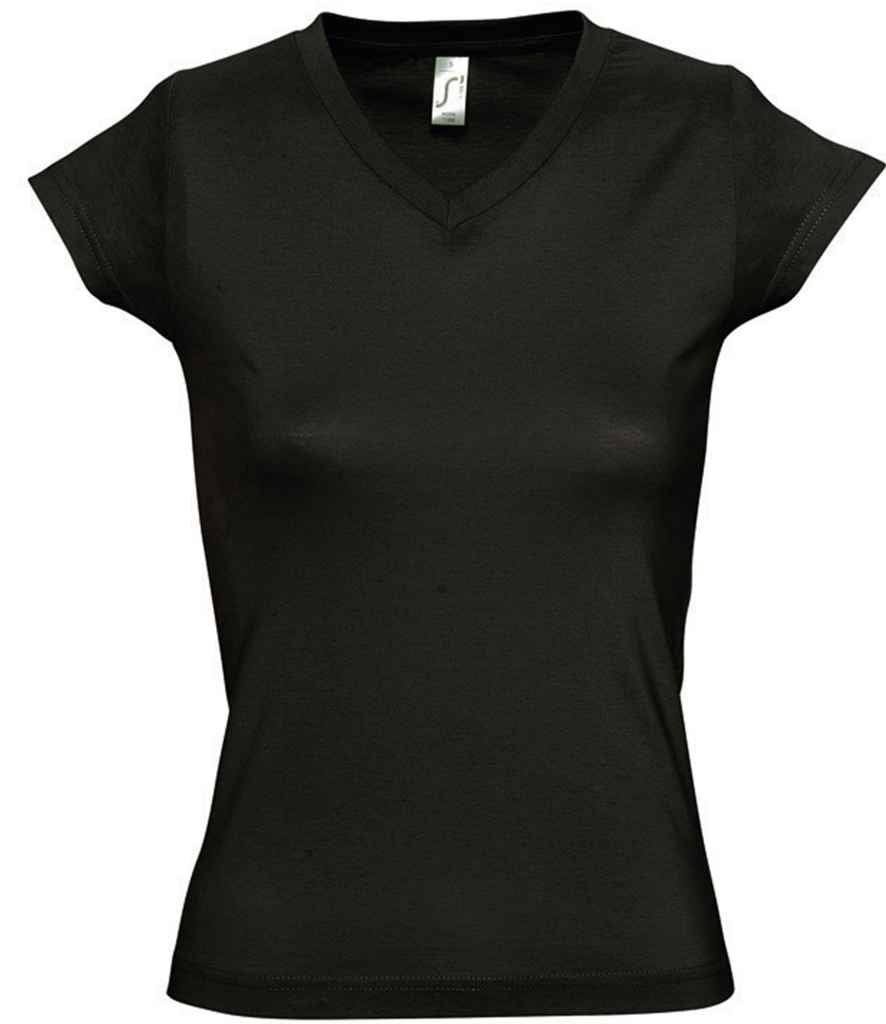 SOL'S Ladies Moon V Neck T-Shirt Deep Black