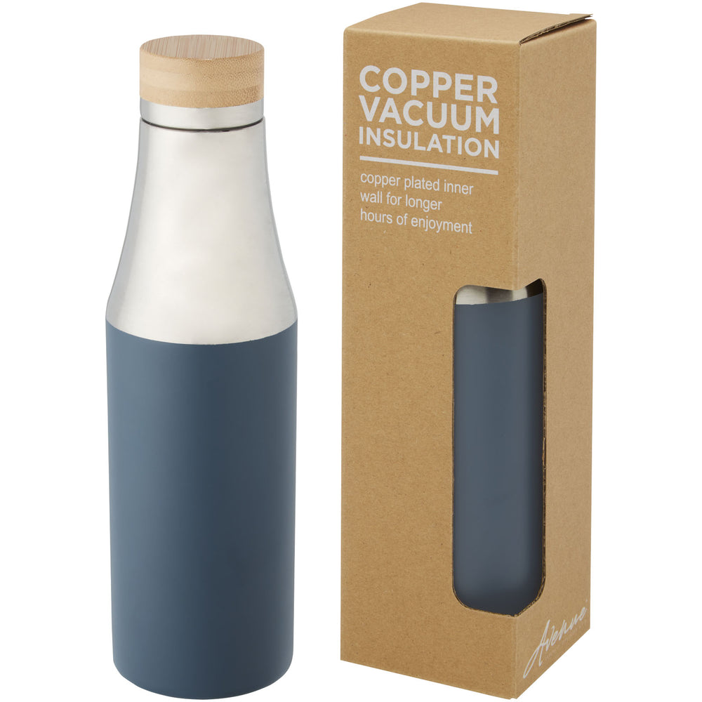 Branded Hulan 540 ml copper vacuum insulated stainless steel bottle with bamboo lid