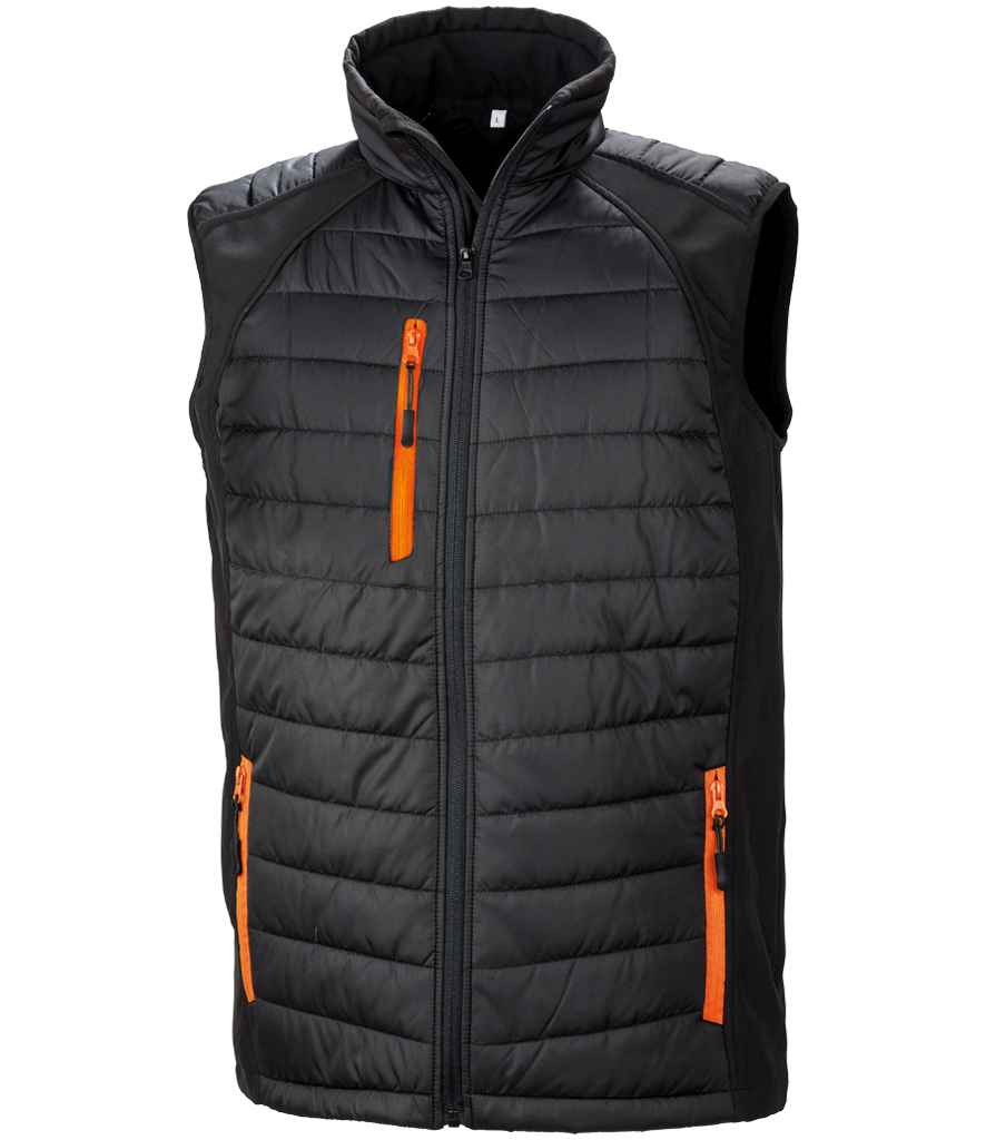 Result Genuine Recycled Compass Padded Gilet Black/Orange
